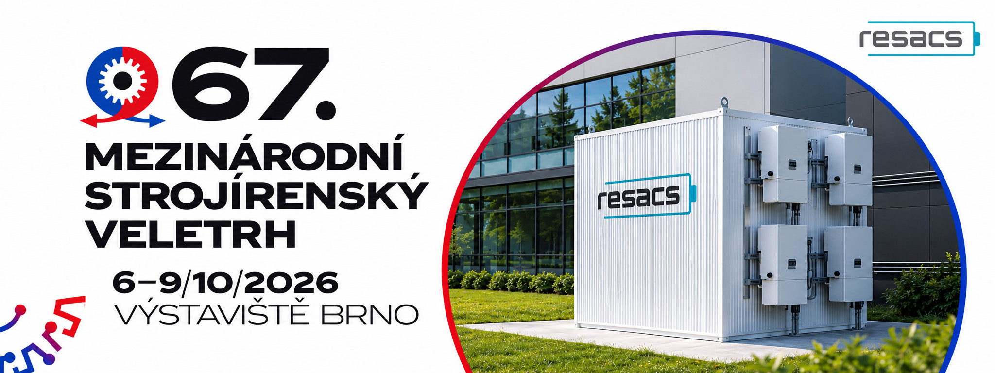 Resacs na 67. Mezinárodním strojírenském veletrhu MSV, 6.–9. 10. 2026, Výstaviště Brno – kontejnerové bateriové úložiště Resacs